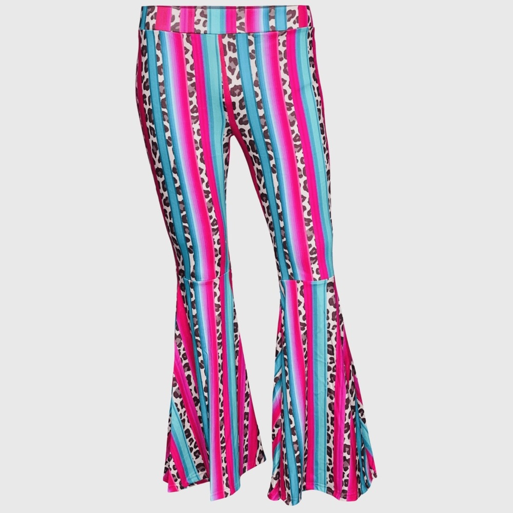 Striped Pink & Teal Serape Pants **Read Description for Size**
